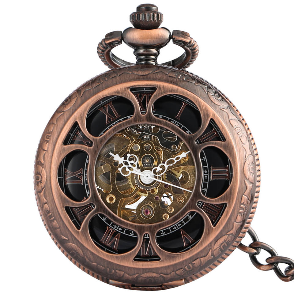 Montre à Gousset Mécanique Citrouille Florale