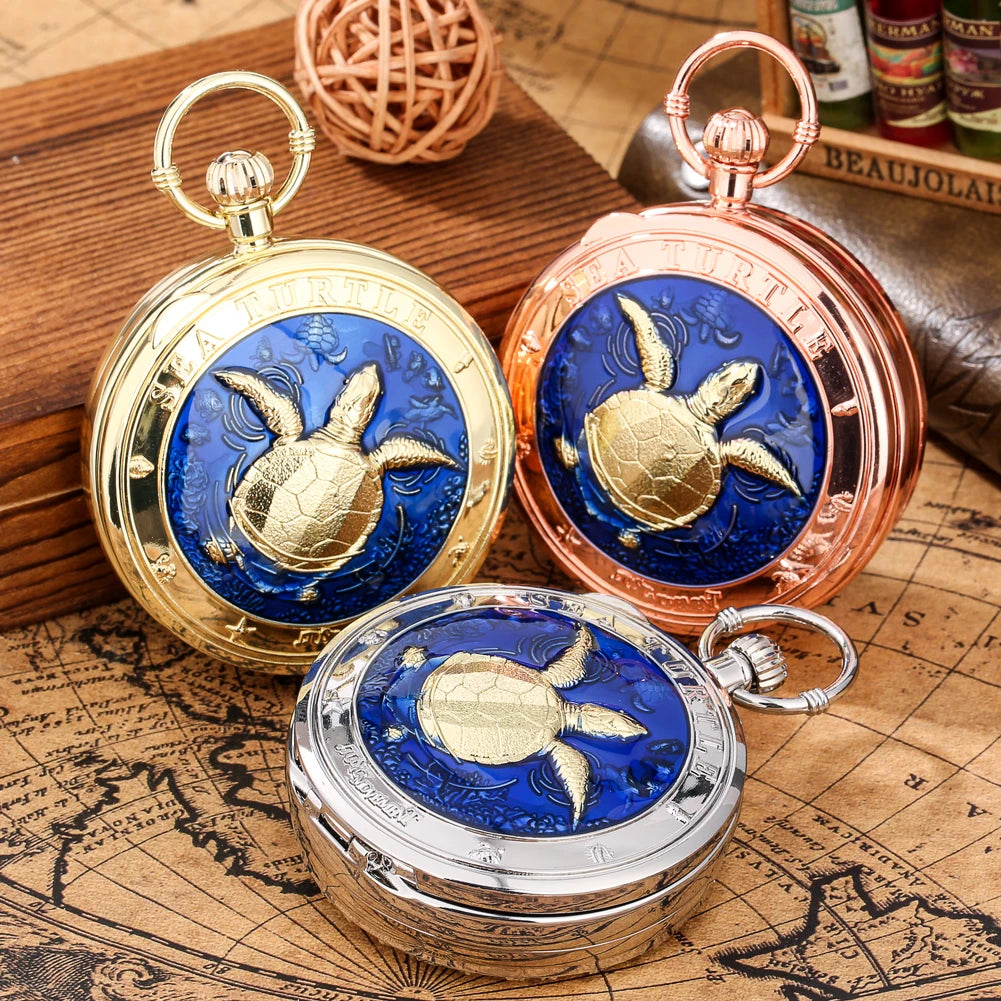 Montre Gousset Musicale Quartz Rétro Tortue de Mer