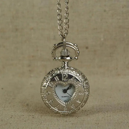 Montre à Gousset Cœur Ajouré Argenté