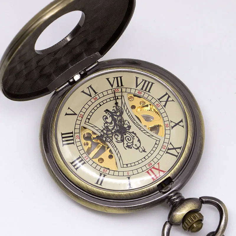 Montre à Gousset Mécanique Bronze et Bois Précieux