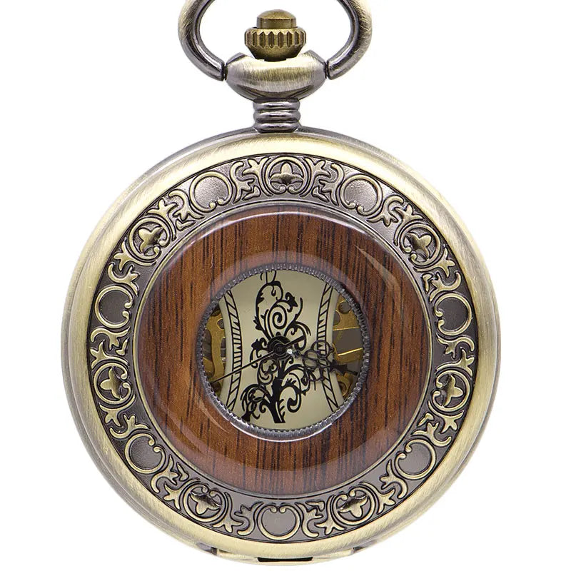 Montre à Gousset Mécanique Bronze et Bois Précieux