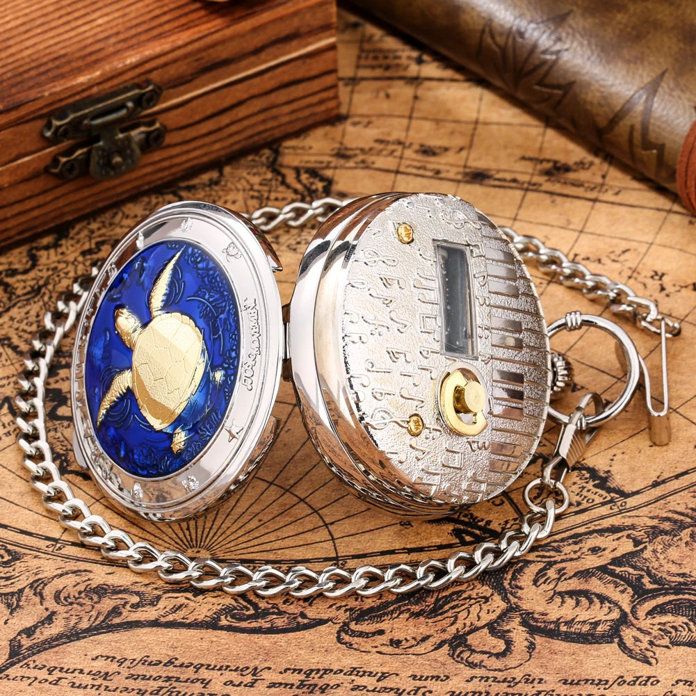 Montre Gousset Musicale Quartz Rétro Tortue de Mer