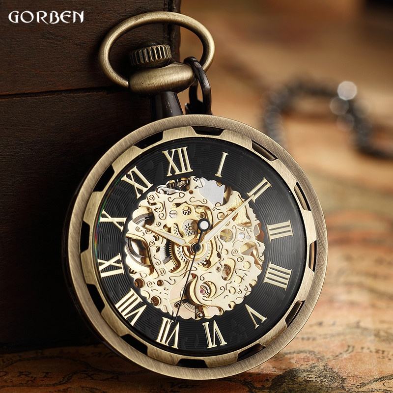 Montre Gousset Mécanique Impériale Steampunk Dorée Luxe