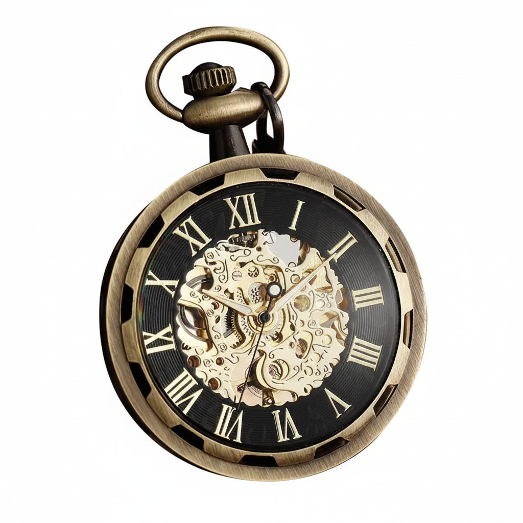 Montre Gousset Mécanique Impériale Steampunk Dorée Luxe