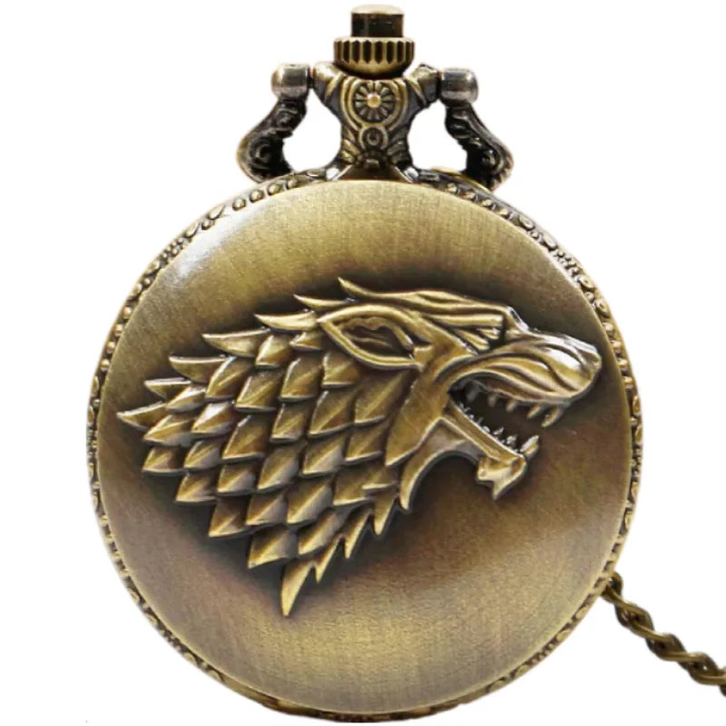 Montre à Gousset Loup Sculpté Bronze