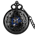 Montre à Gousset Mécanique Squelette Bleue