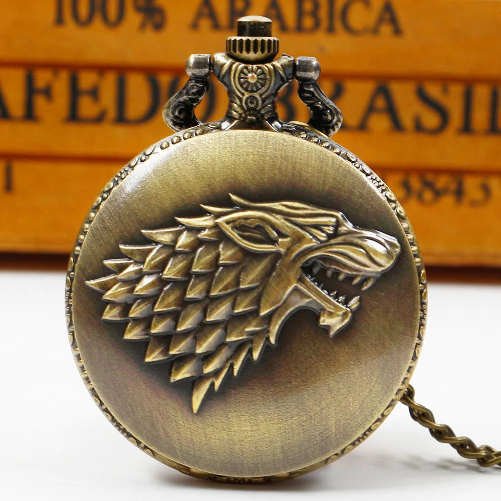 Montre à Gousset Loup Sculpté Bronze