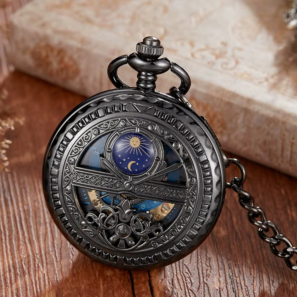 Montre Gousset Mécanique Squelette Vintage Pendentif Argenté Luxe