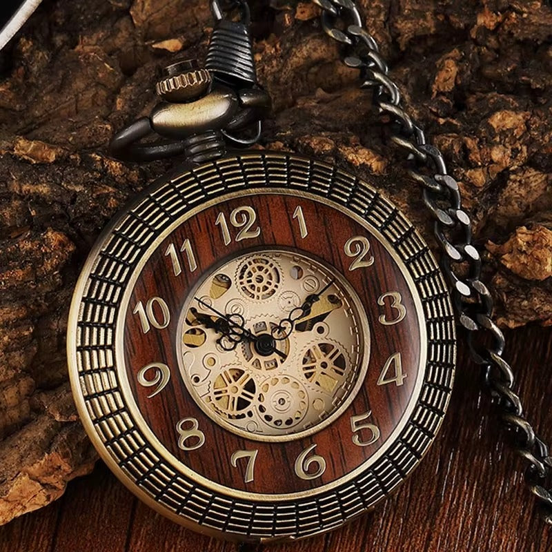 Montre Gousset Mécanique Squelette Vintage Pendentif Argenté Luxe
