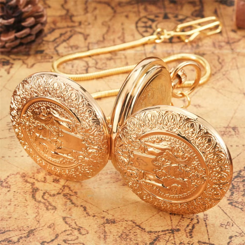 Montre Gousset Automatique Cuivre Pur Double Chasseur Antique