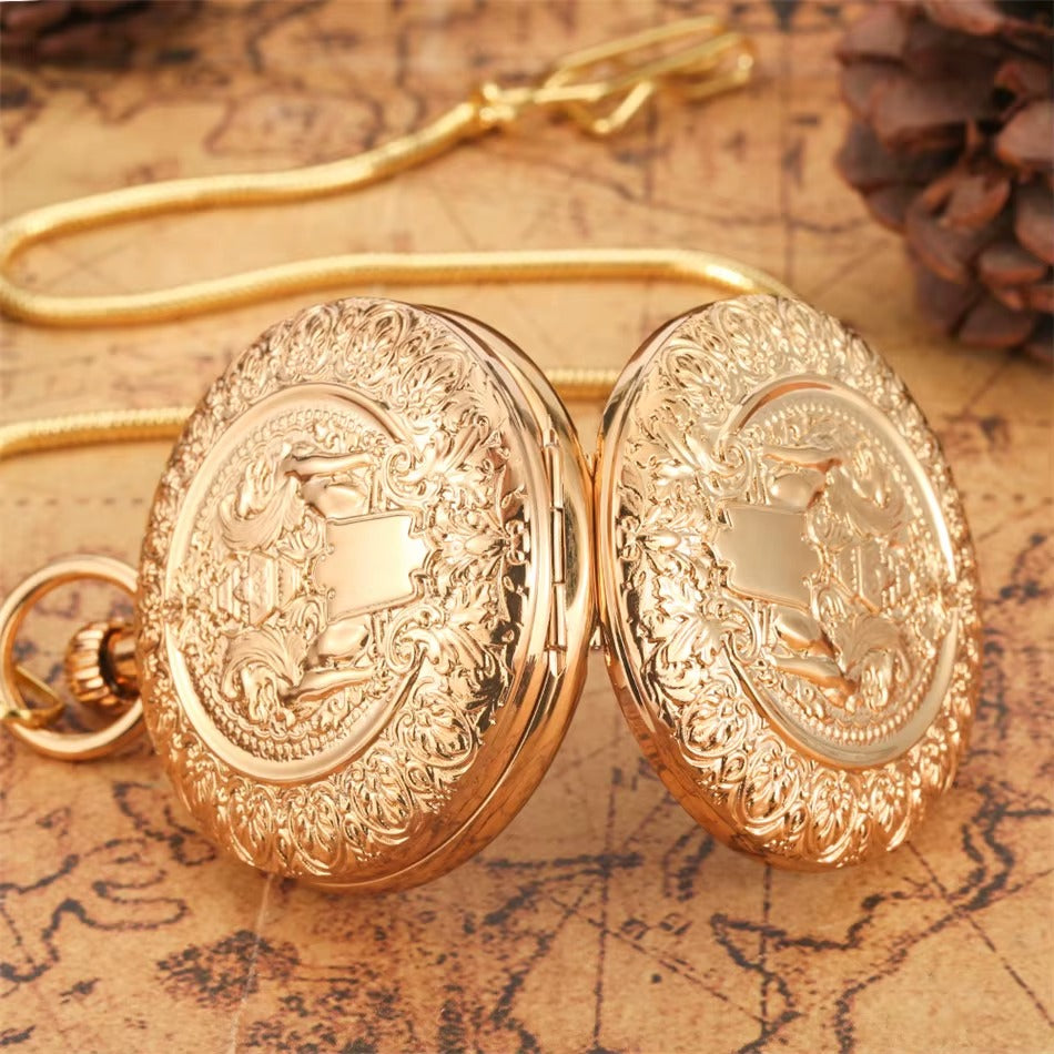 Montre Gousset Automatique Cuivre Pur Double Chasseur Antique