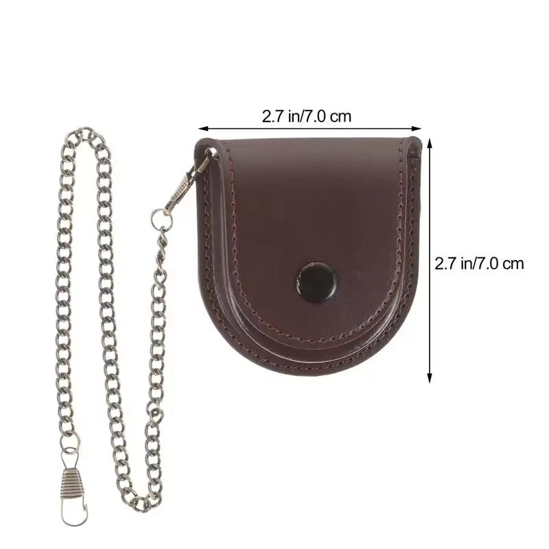 Pochette de Protection Montre à Gousset en Cuir avec Chaîne