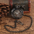 Montre Gousset Mécanique Squelette Bronze Noir 25mm Remontage Manuel