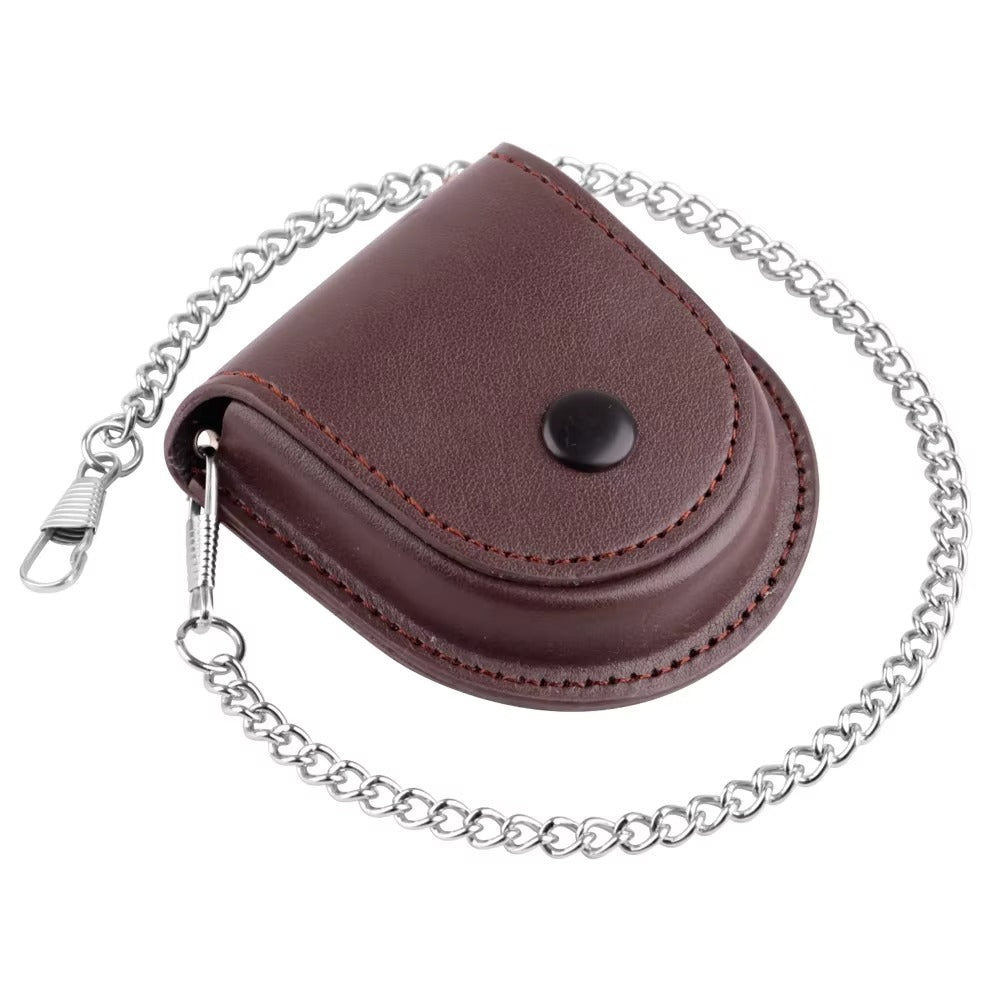 Pochette de Protection Montre à Gousset en Cuir avec Chaîne