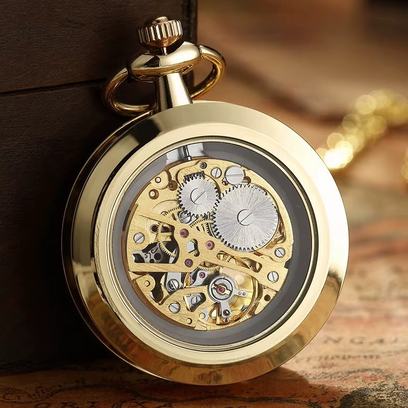 Montre Gousset Mécanique Impériale Steampunk Dorée Luxe