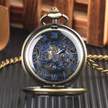Montre Gousset Mécanique Chasseur Noir Chiffres Romains Bleus