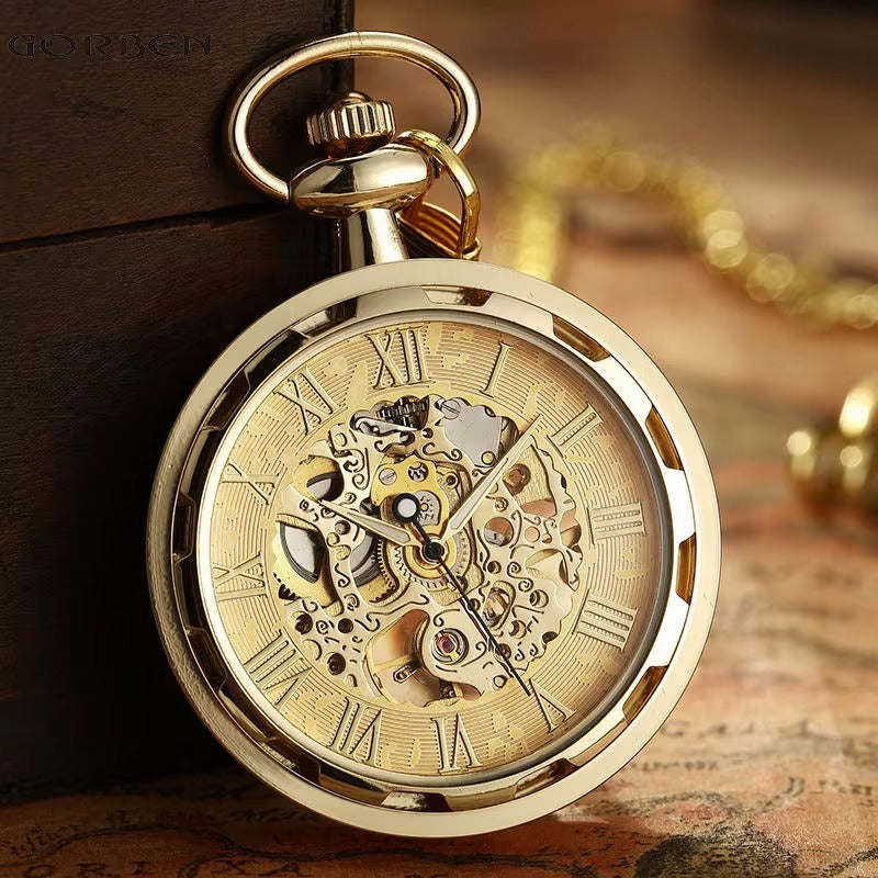 Montre Gousset Mécanique Impériale Steampunk Dorée Luxe