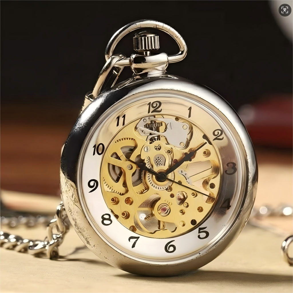 Montre Gousset Mécanique Squelette Remontage Manuel Argenté Luxe