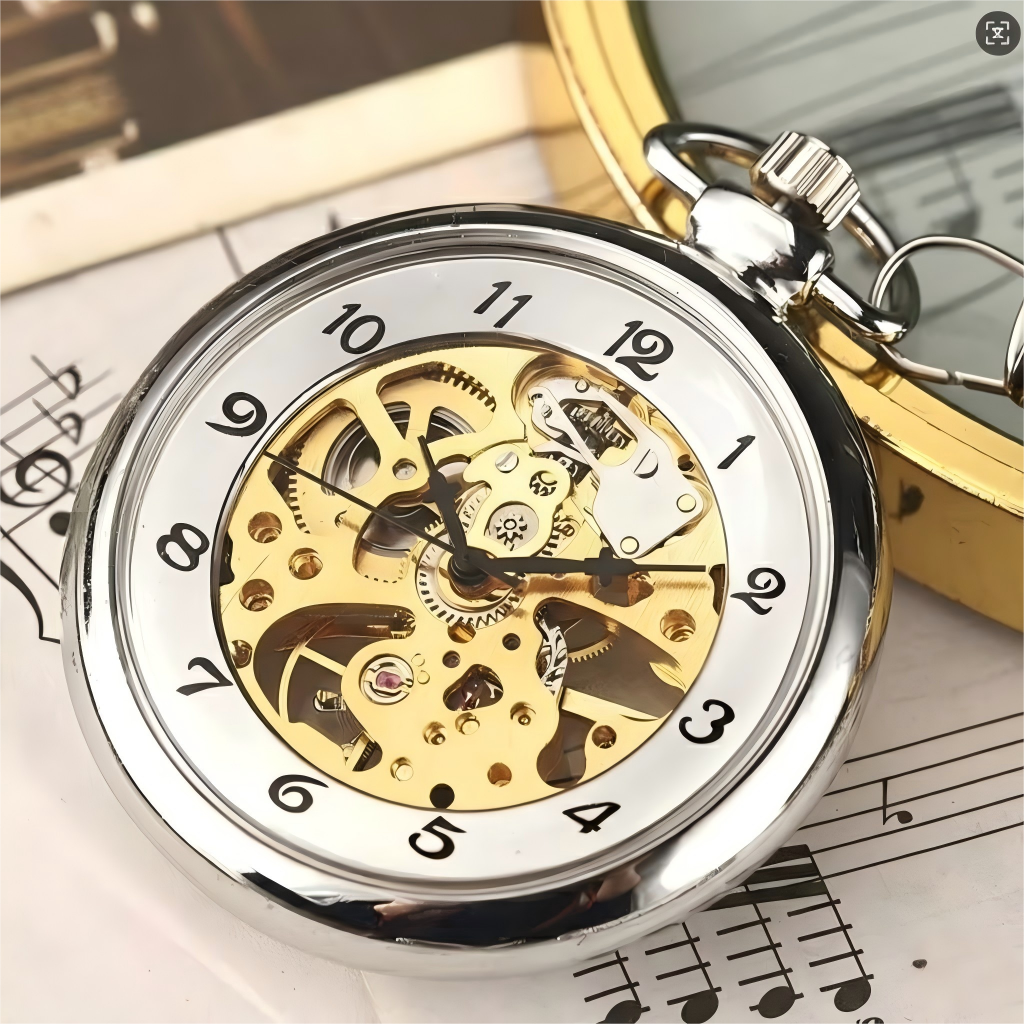 Montre Gousset Mécanique Squelette Remontage Manuel Argenté Luxe