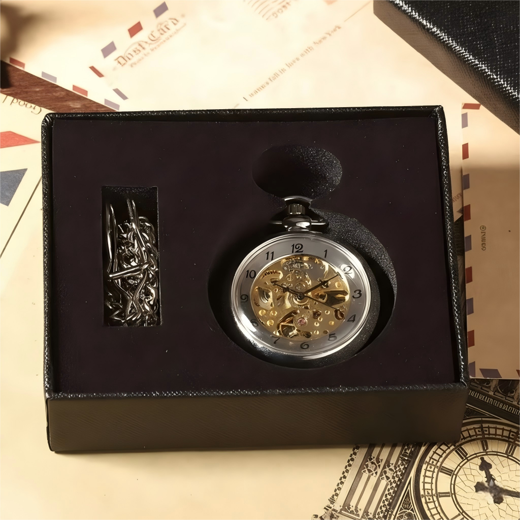 Montre Gousset Mécanique Squelette Remontage Manuel Argenté Luxe